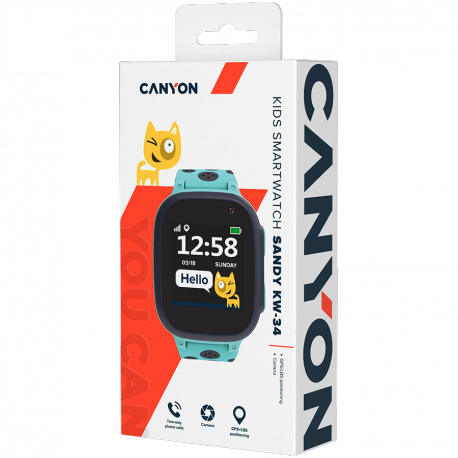 Canyon Kids Sandy KW-34 - Smart watch with strap - silicone - display 1.44" - 32 MB - Bluetooth - 0.08 Megapixel camera - 42 g - blue / grey - 5