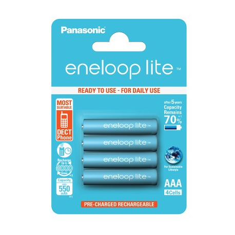 Panasonic eneloop lite BK-4LCCE / 4BE - Battery 4 x AAA - NiMH - ( rechargeable ) - 550 mAh - 0