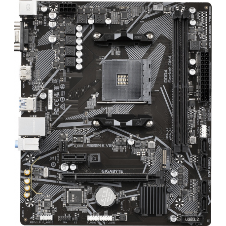 Gigabyte A520M K V2 - 1.0 - motherboard - micro ATX - Socket AM4 - AMD A520 Chipset - USB 3.2 Gen 1 - Gigabit LAN - onboard graphics (CPU required) - HD Audio (8-channel) - 0
