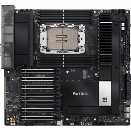 ASUS PRO WS W790E-SAGE SE - Motherboard - SSI EEB - LGA4677 Socket-E - W790 Chipset - USB 3.2 Gen 1, USB 3.2 Gen 2x2, USB-C 3.2 Gen2, USB-C 3.2 Gen 2x2 - 10 Gigabit LAN, Gigabit LAN - HD Audio (8-channel) - 0
