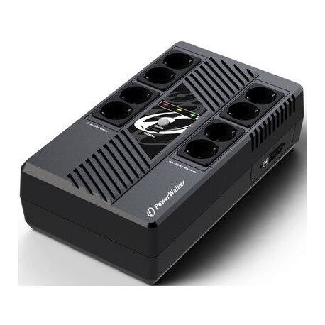 POWERWALKER UPS Line-Interactive 600VA MS 8x FR RJ45 in/out USB HID USB charger - 1