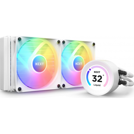 NZXT Kraken Elite 240 RGB - Processor liquid cooling system - with LCD display - (for: AM4, LGA1200, LGA1700, AM5, LGA115x Socket) - copper - 120 mm - matt white - 0