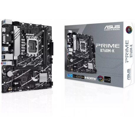ASUS PRIME B760M-K - Motherboard - micro ATX - LGA1700 Socket - B760 Chipset - USB 3.2 Gen 1 - 2.5 Gigabit LAN - onboard graphics (CPU required) - HD Audio (8-channel) - 6