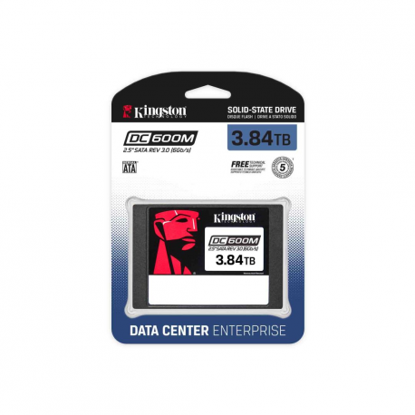 Kingston DC600M - SSD - Mixed Use - encrypted - 3.84 TB - internal - 2.5" - SATA 6Gb / s - 256-bit AES - Self-Encrypting Drive (SED) - 2