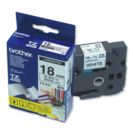 Brother - Black on white - Roll (1.8 cm x 8 m) laminated tape - for P-Touch PT-18, 1830, 1880, 2030, 2100, 2110, 2430, 2700, 2710, 2730, 3600, 9700, 9800 - 4