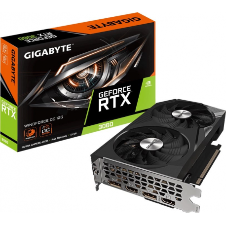 Gigabyte GeForce RTX 3060 WINDFORCE OC 12G - Graphics card - GF RTX 3060 - 12 GB GDDR6 - PCIe 4.0 x16 - 2 x DisplayPort, 2 x HDMI - 6