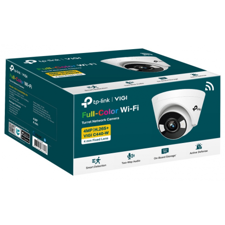 TP-Link VIGI C440-W V1 - Network surveillance camera - pan  /  tilt - turret - colour (Day&Night) - 2560 x 1440 - M12 mount - fixed focal - audio - wireless - Wi-Fi - LAN 10 / 100 - H.264, H.265, H.265+, H.264+ - DC 12 V - 3