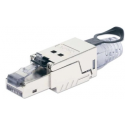 Intellinet Modular Plug Cat6a 10G Shielded Toolless RJ45 Modular Field Termination Plug with Pull-ring Release, For Easy and Quick High-quality Cable Assembly in the Field, STP, for Solid & Stranded Wire, Gold-plated Contacts, Metal Housing - Network connector - RJ-45 (M) - STP - CAT 6a - IEEE 802.3bt