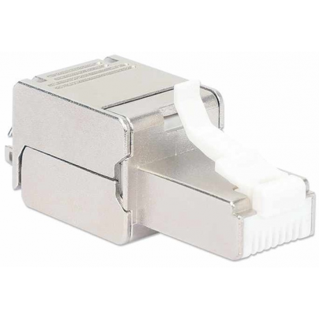 Intellinet Modular Plug Cat6a 10G Shielded Toolless RJ45 Modular Field Termination Plug, For Easy and Quick High-quality Cable Assembly in the Field, STP, for Solid & Stranded Wire, Gold-plated Contacts, Metal Housing - Network connector - RJ-45 (M) - STP - CAT 6a - IEEE 802.3bt - 1