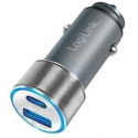 LogiLink - Car power adapter - 36 Watt - 3 A - PD 3.0, QC 3.0 - 2 output connectors (USB, USB-C)