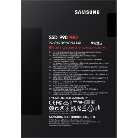 Samsung 990 PRO MZ-V9P2T0CW - SSD - encrypted - 2 TB - internal - M.2 2280 - PCIe 4.0 x4 (NVMe) - 256-bit AES - TCG Opal Encryption 2.0 - integrated heatsink - for Sony PlayStation 5 - 5
