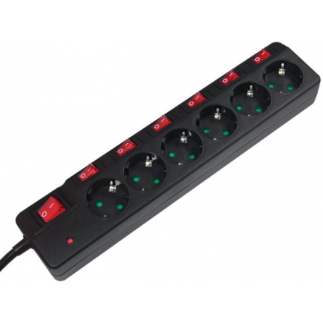 LogiLink - Power strip - AC 250 V - 3680 Watt - output connectors: 6 (CEE 7 / 3) - 1.5 m cord - 0