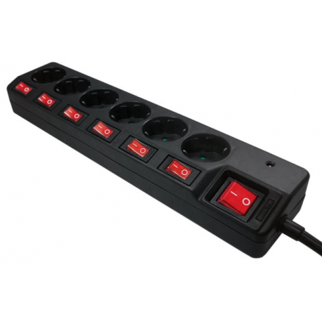 LogiLink - Power strip - AC 250 V - 3680 Watt - output connectors: 6 (CEE 7 / 3) - 1.5 m cord - 2