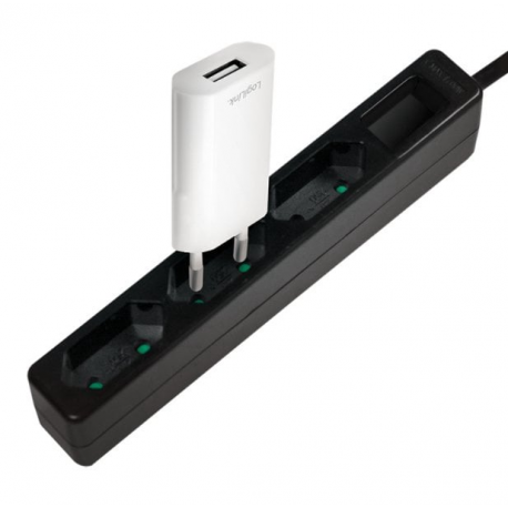 LogiLink - Slim - power strip - AC 250 V - 1700 Watt - output connectors: 3 (3 x Europlug) - 1.5 m cord - white - 1