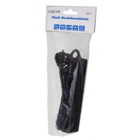 LogiLink - Slim - power strip - AC 250 V - 1700 Watt - output connectors: 3 (3 x Europlug) - 1.5 m cord - white - 5