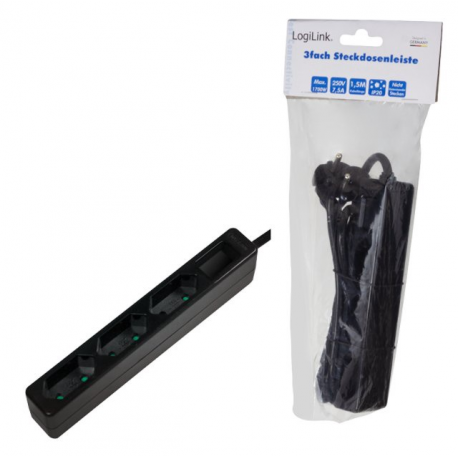 LogiLink - Slim - power strip - AC 250 V - 1700 Watt - output connectors: 3 (3 x Europlug) - 1.5 m cord - white - 6