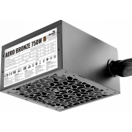 AeroCool AERO BRONZE 750W - Power supply (internal) - ATX12V 2.52 - 80 PLUS Bronze - AC 200-240 V - 750 Watt - active PFC - matte black - 5