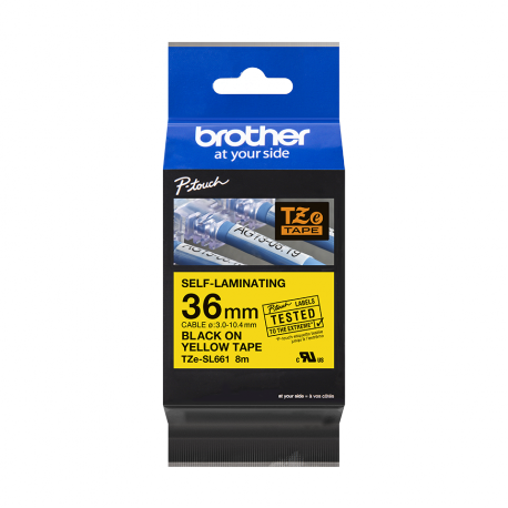 Brother TZe-SL661 - Self-adhesive - black on yellow - Roll (3.6 cm x 8 m) 1 cassette(s) laminated tape - for P-Touch PT-D800W, PT-P900W, PT-P950NW - 2