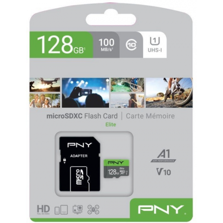 PNY Elite - Flash memory card - 128 GB - UHS-I U1 / Class10 - microSDXC UHS-I - 1