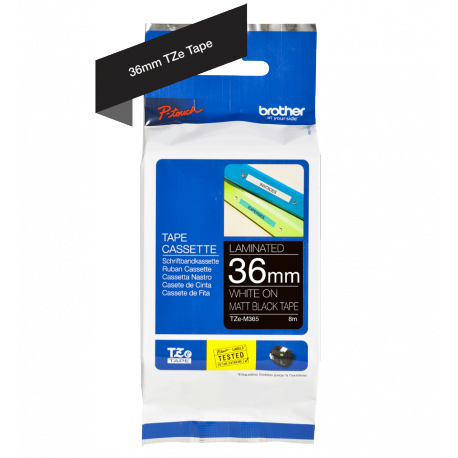 Brother TZe-M365 - Matte - adhesive - white print on matte black - Roll (3.6 cm x 8 m) 1 cassette(s) laminated tape - for P-Touch PT-530, PT-9200DX, PT-9200PC; P-Touch Cube XP PT-910BT - 1
