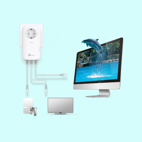 TP-Link AV1300 - Gigabit Passthrough Powerline Starter Kit - bridge - GigE, HomePlug AV (HPAV), HomePlug AV (HPAV) 2.0, IEEE 1901 - wall-pluggable - 2