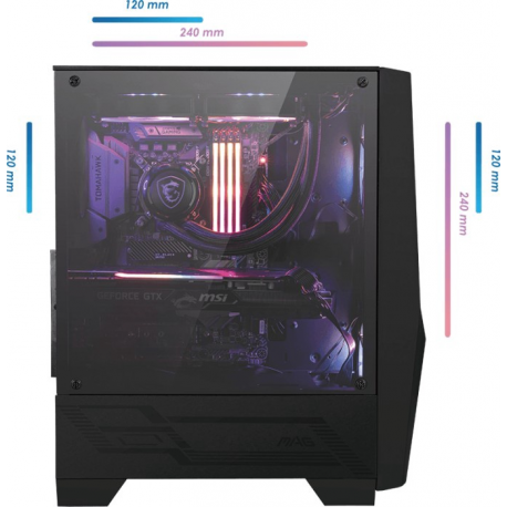MSI MAG Forge 100R - Tower - ATX - windowed side panel (tempered glass) - no power supply (ATX) - USB / Audio - 4