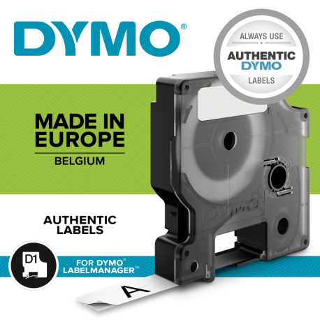 DYMO D1 - Self-adhesive - white on black - Roll (1.2 cm x 3 m) 1 cassette(s) label tape - for LabelMANAGER 100, 150, 160, 200, 210, 220, 260, 280, 300, 360, 420, 450; MobileLabeler - 6