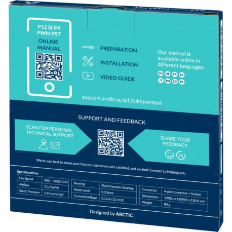 ARCTIC P12 Slim PWM PST - Case fan - 120 mm - black - 6