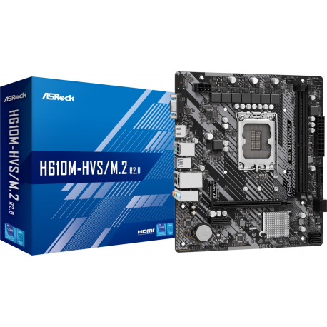ASRock H610M-HVS / M.2 - 2.0 - motherboard - micro ATX - LGA1700 Socket - H610 Chipset - USB 3.2 Gen 1 - Gigabit LAN - onboard graphics (CPU required) - HD Audio (8-channel) - 5