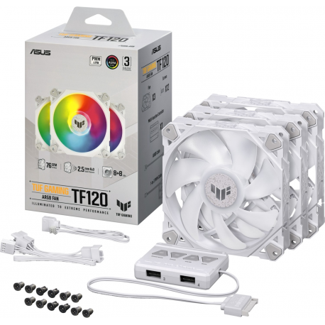 ASUS TUF Gaming TF120 ARGB - White Edition - case fan - 120 mm - white (pack of 3) - 9