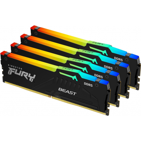 Kingston FURY Beast - DDR5 - kit - 128 GB: 4 x 32 GB - DIMM 288-pin - 5200 MHz  /  PC5-41600 - CL40 - 1.25 V - on-die ECC - 0
