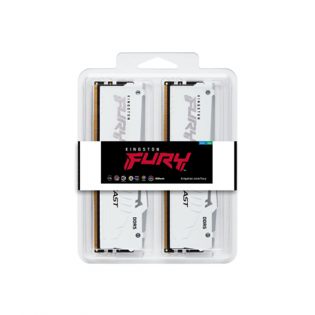 Kingston FURY Beast RGB - DDR5 - kit - 64 GB: 2 x 32 GB - DIMM 288-pin - 5200 MHz  /  PC5-41600 - CL40 - 1.25 V - unbuffered - on-die ECC - white - 2