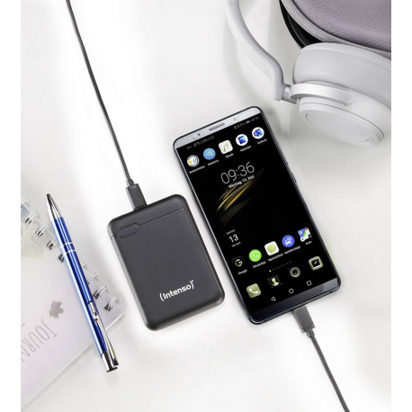 Intenso Powerbank XS5000 - Power bank - 5000 mAh - 2.1 A - 2 output connectors (USB, 24 pin USB-C) - on cable: USB-C - black - 2