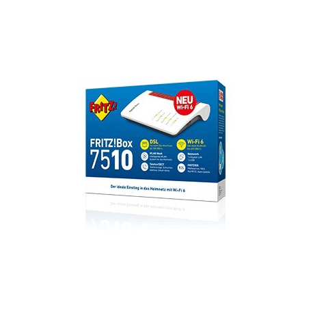 AVM FRITZ!Box 7510 - Wireless router - DSL modem - GigE - 802.11g/n/ax - 2.4 GHz - VoIP phone adapter (DECT) - 4