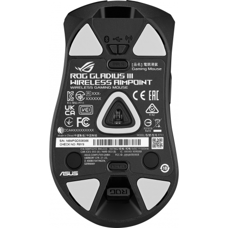 ASUS ROG Gladius III Wireless AimPoint - Mouse - right-handed - optical - 6 buttons - wireless, wired - USB, 2.4 GHz, Bluetooth 5.1 LE - black - 5