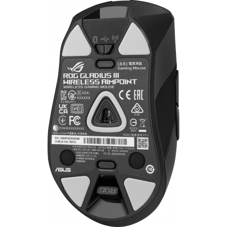 ASUS ROG Gladius III Wireless AimPoint - Mouse - right-handed - optical - 6 buttons - wireless, wired - USB, 2.4 GHz, Bluetooth 5.1 LE - black - 6