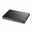 Zyxel XGS2220 Series XGS2220-54FP - Switch - L3 access, NebulaFLEX Cloud, 960 W - Managed - 48 x Gigabit Ethernet + 6 x 10 Gigabit (uplink) - desktop, rack-mountable - PoE++ (960 W)