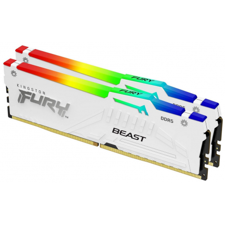Kingston FURY Beast RGB - DDR5 - module - 32 GB - DIMM 288-pin - 6000 MHz / PC5-48000 - CL36 - 1.35 V - unbuffered - on-die ECC - white - 0
