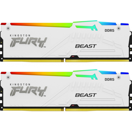 Kingston FURY Beast RGB - DDR5 - kit - 64 GB: 2 x 32 GB - DIMM 288-pin - 5600 MHz  /  PC5-44800 - CL40 - 1.25 V - unbuffered - on-die ECC - white - 0