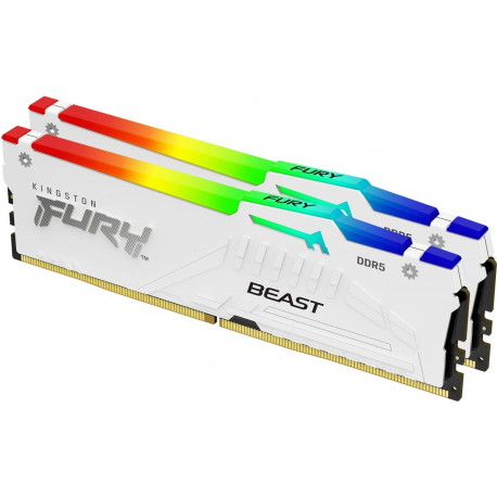 Kingston FURY Beast RGB - DDR5 - kit - 64 GB: 2 x 32 GB - DIMM 288-pin - 5600 MHz  /  PC5-44800 - CL40 - 1.25 V - unbuffered - on-die ECC - white - 1
