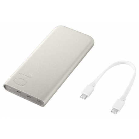 Samsung Galaxy EB-P3400 - Power bank - 10000 mAh - 25 Watt - 2770 mA - PD 3.0, SFC - 2 output connectors (24 pin USB-C) - on cable: USB-C - beige - 3