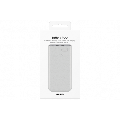 Samsung Galaxy EB-P3400 - Power bank - 10000 mAh - 25 Watt - 2770 mA - PD 3.0, SFC - 2 output connectors (24 pin USB-C) - on cable: USB-C - beige - 11