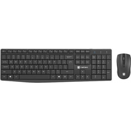 Natec Squid - Keyboard and mouse set - 2in1 - wireless - 2.4 GHz - US - black - 0