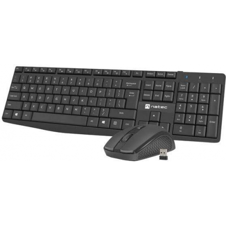 Natec Squid - Keyboard and mouse set - 2in1 - wireless - 2.4 GHz - US - black - 1
