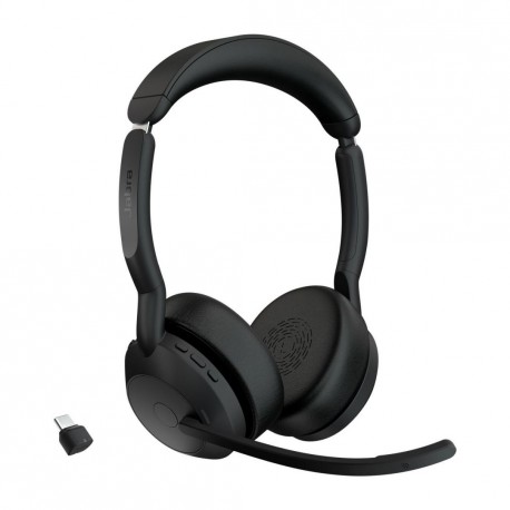 Jabra Evolve2 - Headset - on-ear - Bluetooth - wireless - active noise cancelling - USB-C - black - Zoom Certified, Cisco Webex Certified, Alcatel-Lucent Certified, Avaya Certified, Unify Certified, MFi Certified, Google Meet Certified, Amazon Chime Certified - 0