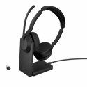 Jabra Evolve2 55 UC Stereo - Headset - on-ear - Bluetooth - wireless - active noise cancelling - USB-C - black - with charging stand - Zoom Certified, Cisco Webex Certified, Optimised for Microsoft Teams, Alcatel-Lucent Certified, Avaya Certified, Unify Certified, MFi Certified, Amazon Chime Certified