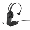 Jabra Evolve2 55 UC Mono - Headset - on-ear - Bluetooth - wireless - active noise cancelling - USB-C - black - with charging stand - Cisco Webex Certified, Alcatel-Lucent Certified, Avaya Certified, MFi Certified, Google Meet Certified, Amazon Chime Certified, Google Fast Pair Certified
