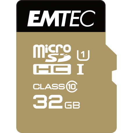 EMTEC Gold+ - Flash memory card (SD adapter included) - 32 GB - Class 10 - microSD - gold - 0