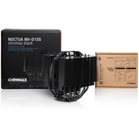 Noctua chromax NH-D15S - Processor cooler - (for: LGA1156, AM2, AM2+, AM3, LGA1155, AM3+, LGA2011, FM1, FM2, LGA1150, FM2+, LGA1151, LGA2011-3 (Square ILM), AM4, LGA2066, LGA1200) - copper base and nickel plated aluminium fins - 140 mm - black - 3