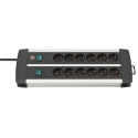 brennenstuhl Premium-Alu-Line Technics - Power strip - output connectors: 12 - 3 m cord - black, silver
